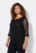 Bluse, Regular Fit, doppellagig, Netz mit Pailletten