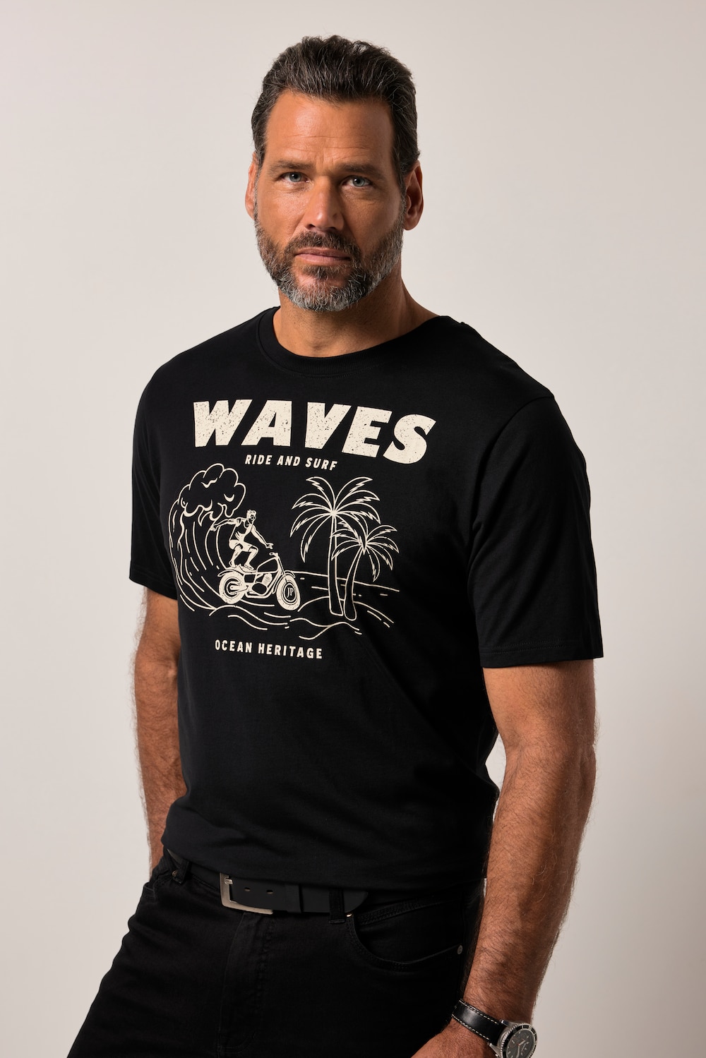 JP1880 T-Shirt, Halbarm, Brustprint, bis 8 XL