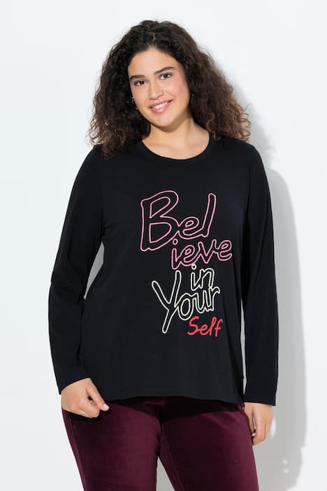 Shirt, Schriftmotiv, Classic, Rundhals, Langarm