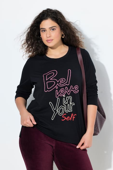 Shirt, Schriftmotiv, Classic, Rundhals, Langarm