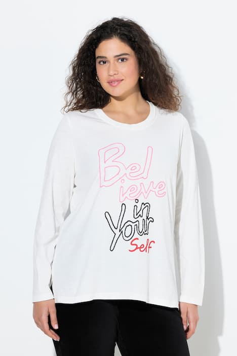 Shirt, Schriftmotiv, Classic, Rundhals, Langarm