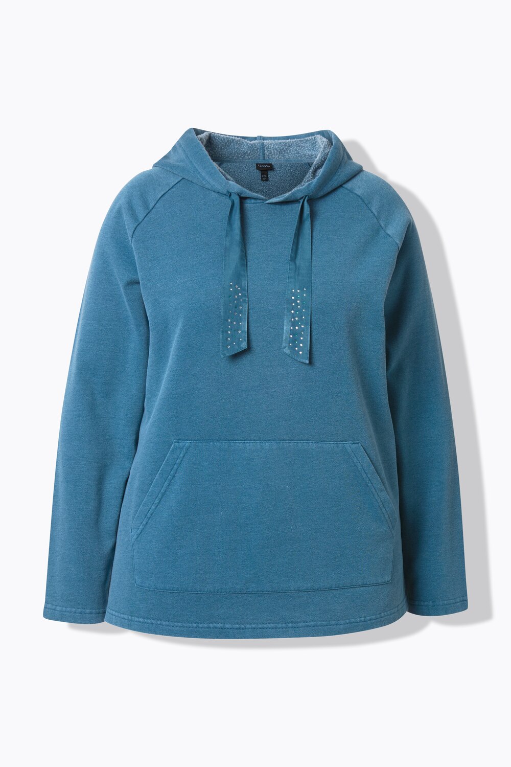 Stora storlekar Hoodie, Dam, blå, storlek: 50/52, Polyester/Bomull, Ulla Popken