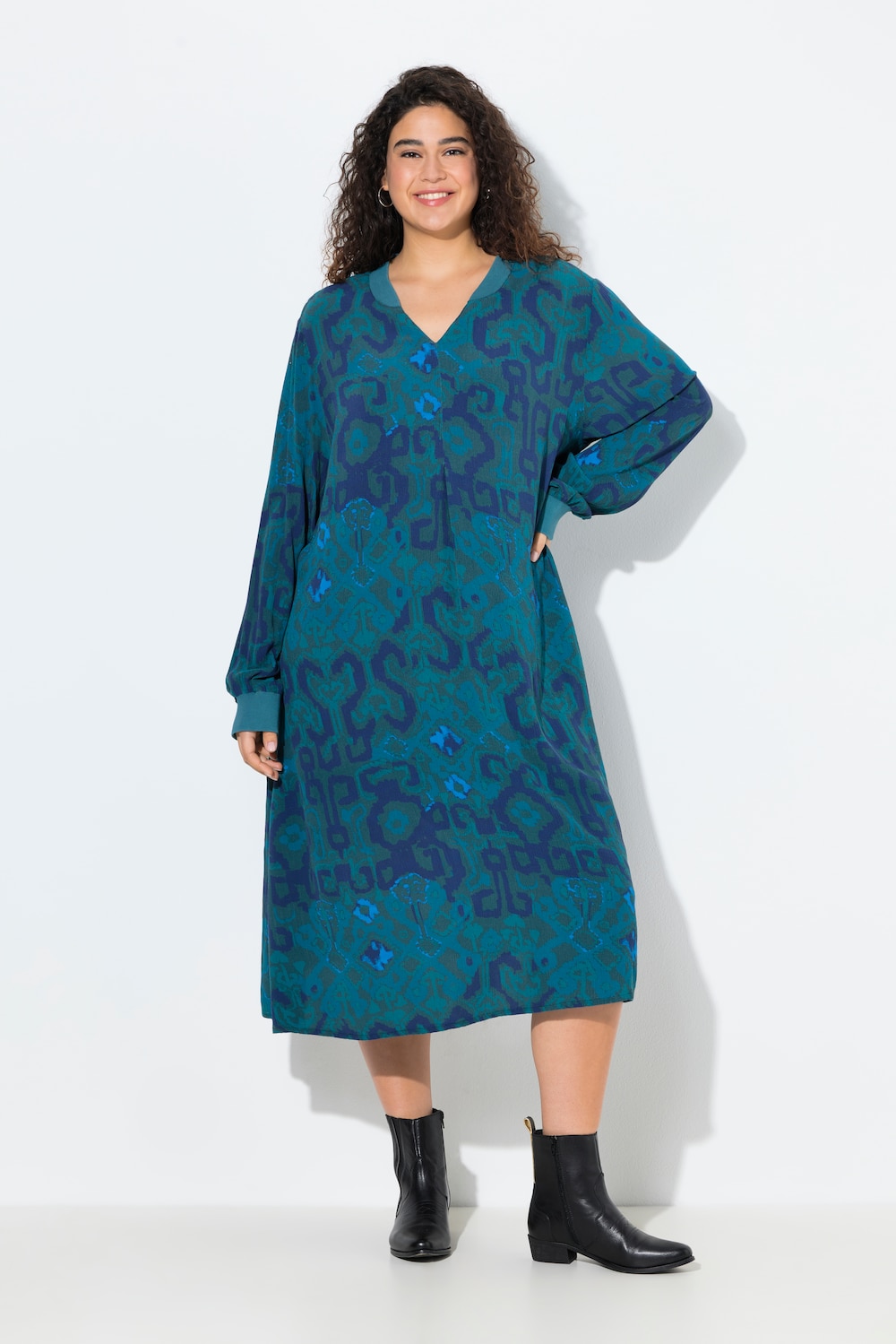 Große Größen Kleid, Damen, grau, Größe: 50/52, Viskose, Ulla Popken