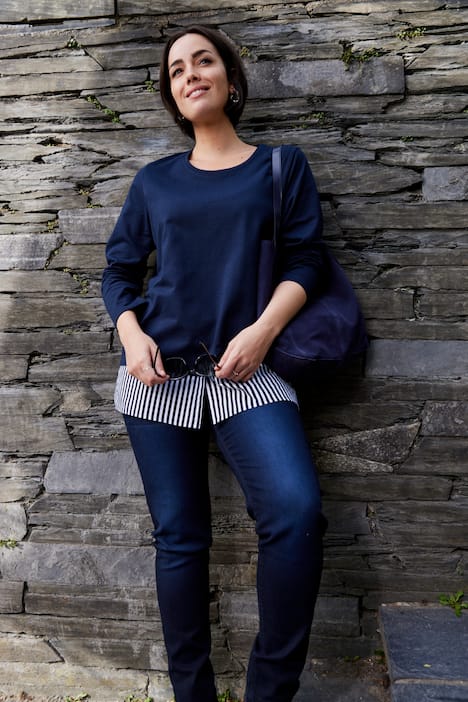 Trui, blousezoom, ronde hals, lange mouw