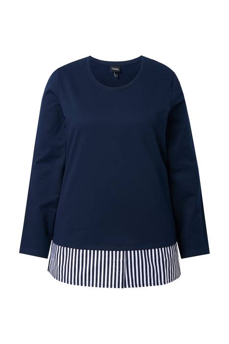 Svetr s lemem ve stylu blůzky, kulatý výstřih, dlouhé rukávy