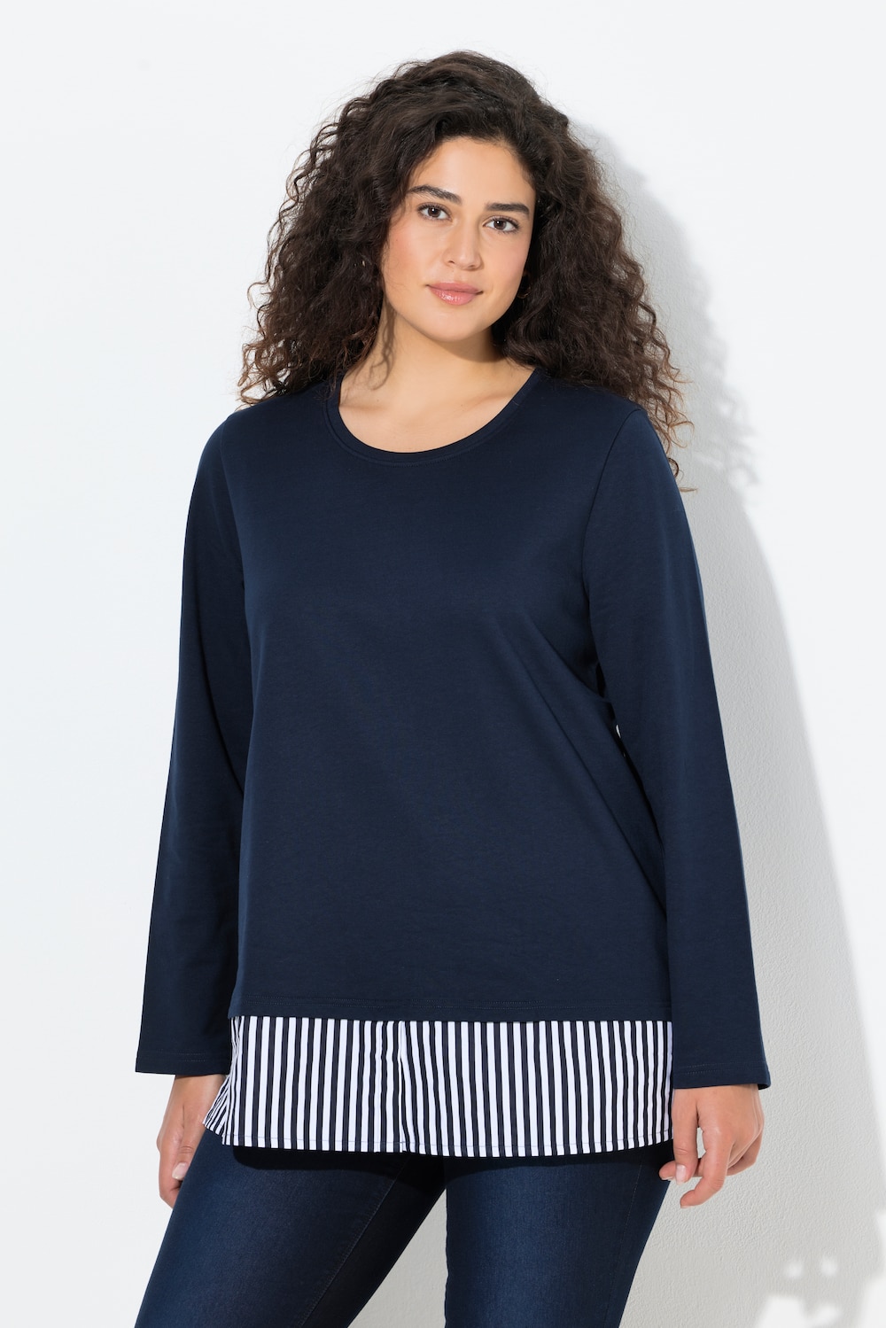 Große Größen Sweater, Damen, blau, Größe: 66/68, Baumwolle/Polyester, Ulla Popken