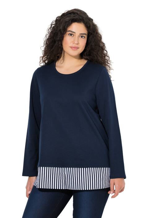 Svetr s lemem ve stylu blůzky, kulatý výstřih, dlouhé rukávy