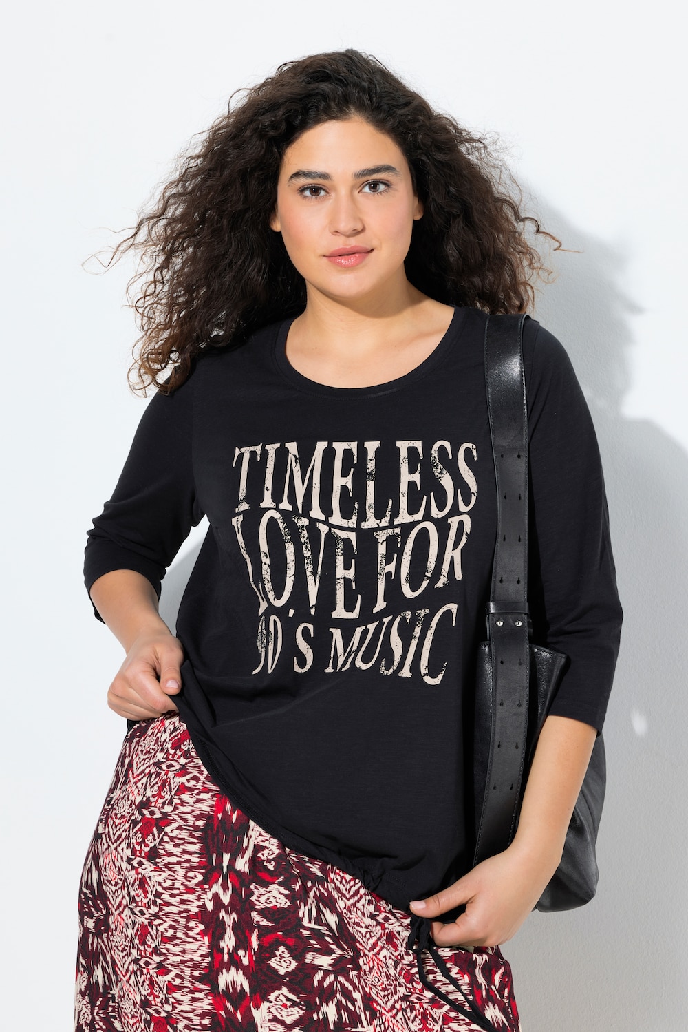 Shirt, lettermotief, ronde hals, 3/4-mouwen, zoomband