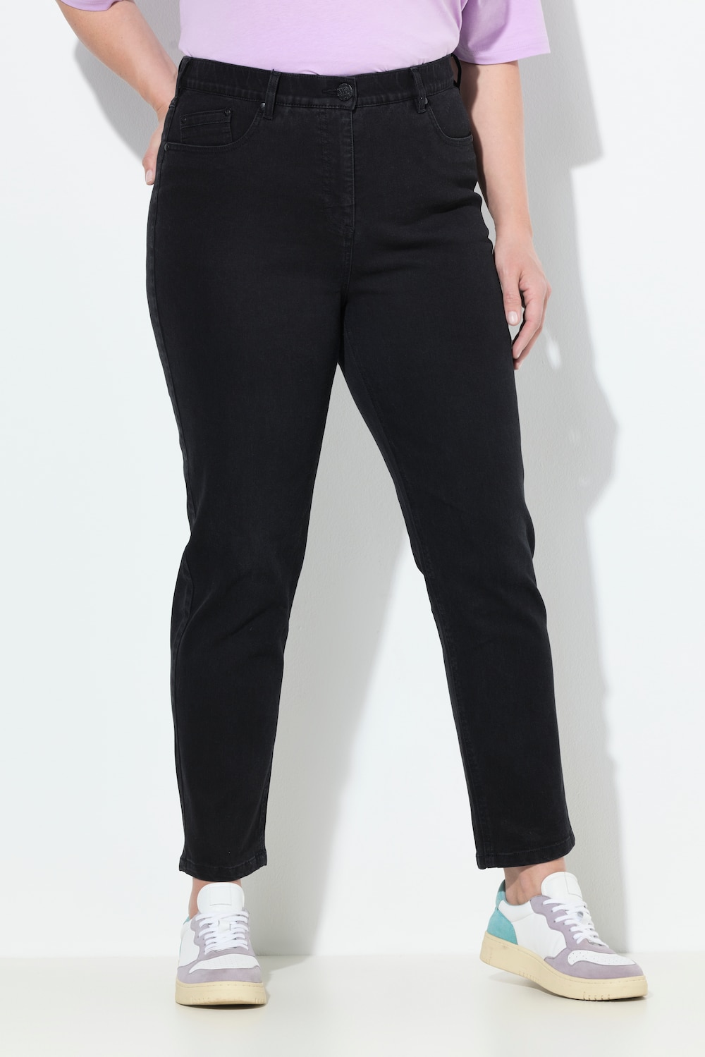 Große Größen Mom-Jeans, Damen, schwarz, Größe: 46, Baumwolle/Polyester/Viskose, Ulla Popken