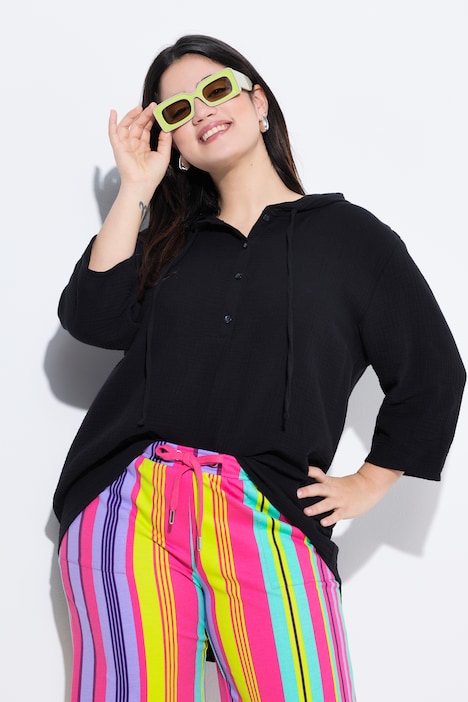 Blouse, A-lijn, mousseline, capuchon