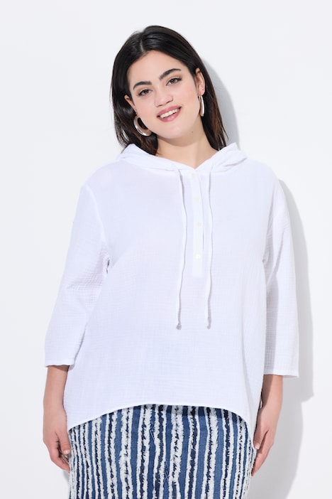 Blouse, A-lijn, mousseline, capuchon