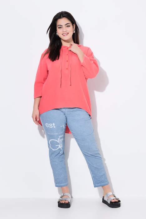 Blouse, A-lijn, mousseline, capuchon