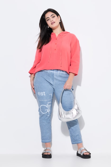 Blouse, A-lijn, mousseline, capuchon