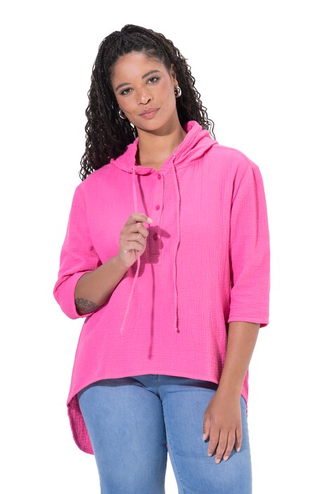 Halenka, áčkový střih, mušelín, kapuce