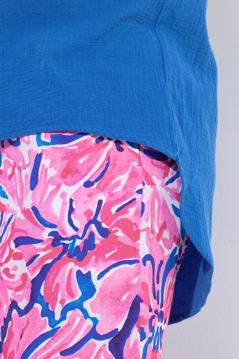 Bluse, A-Linie, Musselin, Kapuze