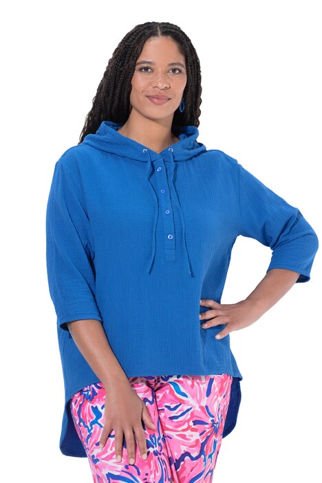 Halenka, áčkový střih, mušelín, kapuce