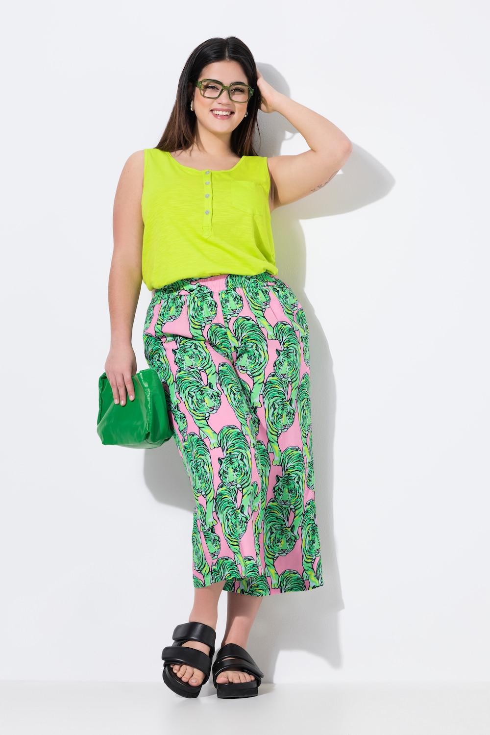 Hose, weites, Bein, Leoparden-Muster
