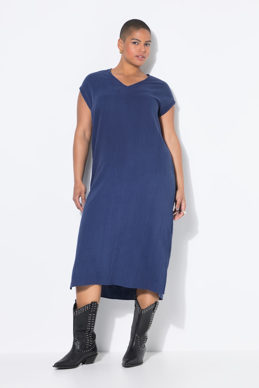 Große Größen Midikleid, Damen, blau, Größe: 42/44, Baumwolle, Studio Untold
