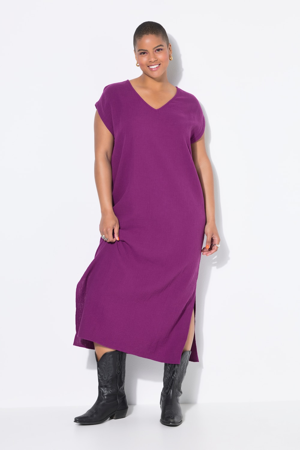 Midi-jurk, oversize shape, mousseline
