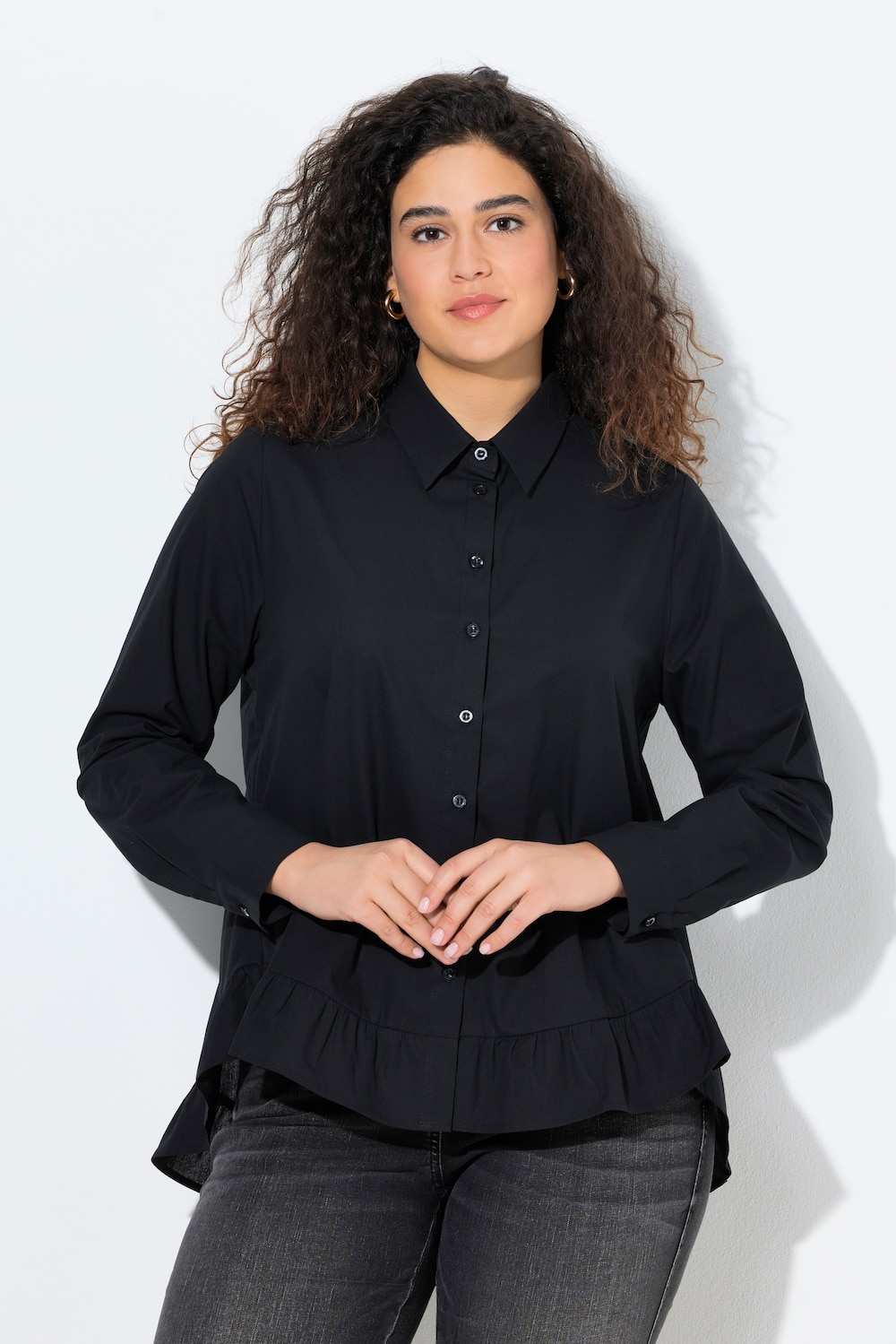 Thumbnail - Große Größen Bluse, Damen, schwarz, Größe: 50/52, Baumwolle, Ulla Popken