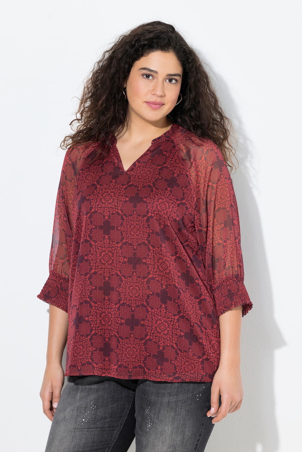 Große Größen Tunika, Damen, rot, Größe: 50/52, Polyester, Ulla Popken