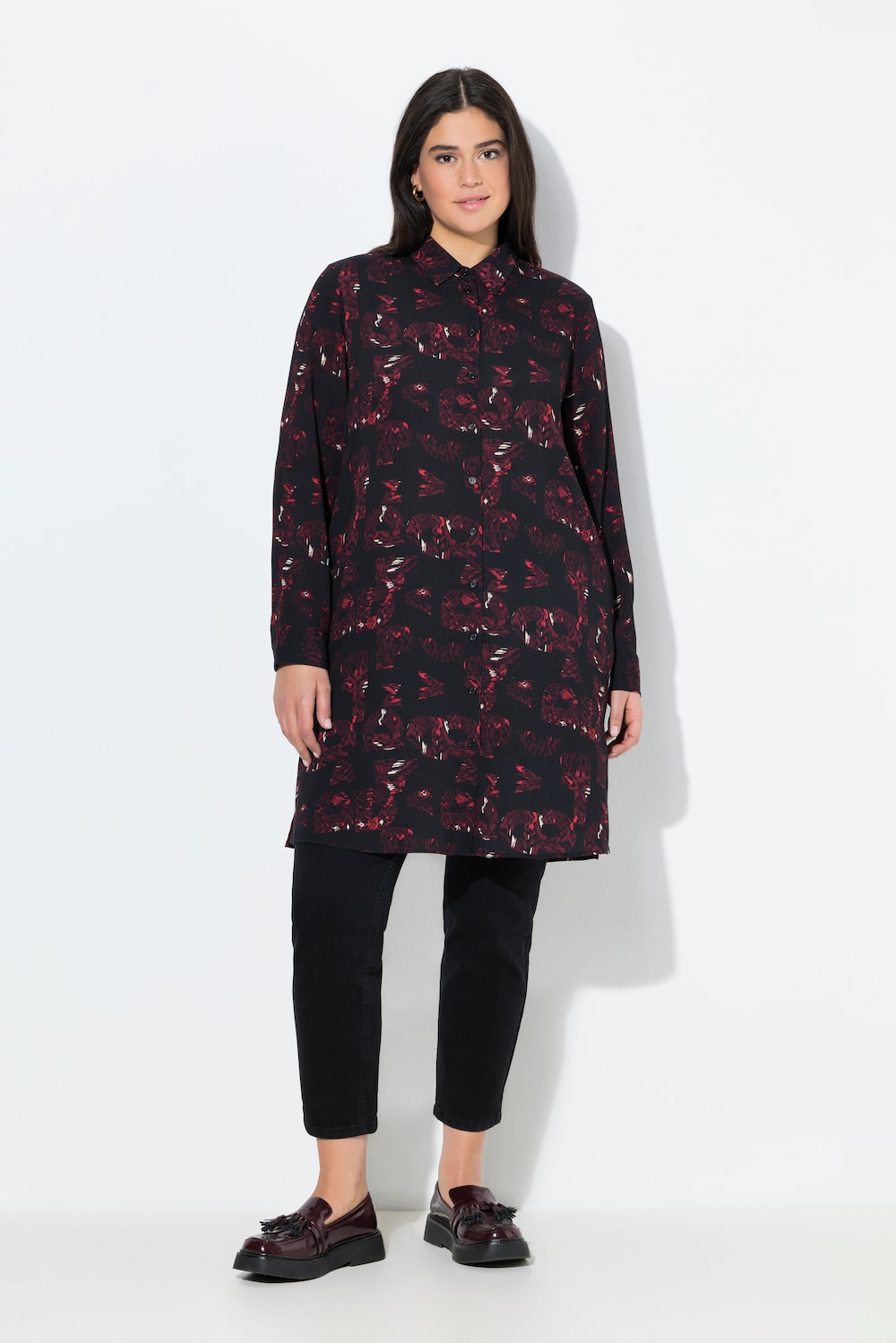 Große Größen Longbluse, Damen, schwarz, Größe: 42/44, Viskose, Ulla Popken