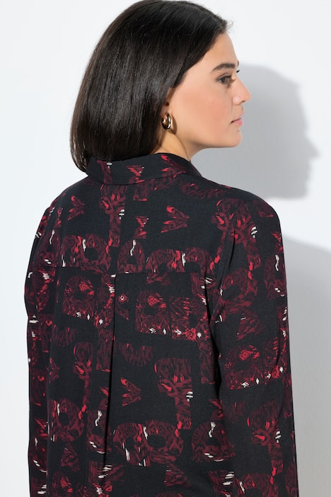 Longbluse, Taschen, A-Linie, Hemdkragen, Langarm