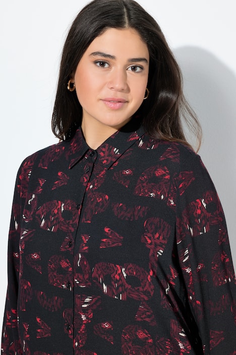 Longbluse, Taschen, A-Linie, Hemdkragen, Langarm
