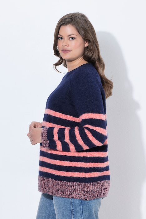 Ringel-Strickpullover, Rundhalsausschnitt,Langarm