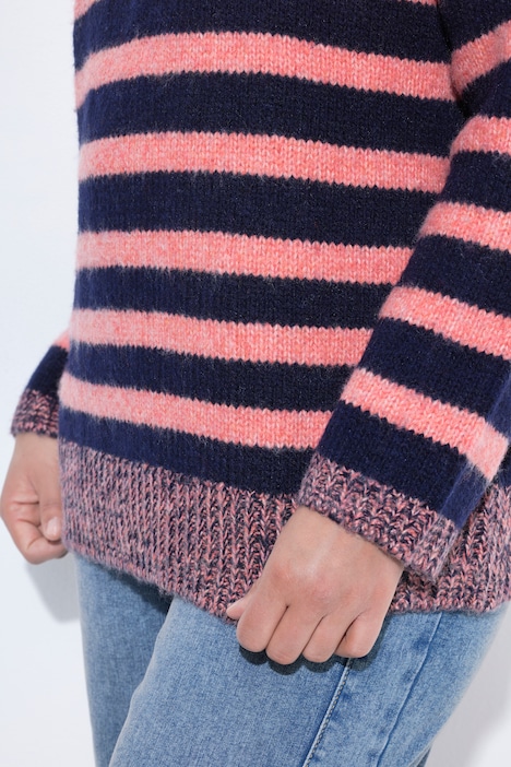 Ringel-Strickpullover, Rundhalsausschnitt,Langarm