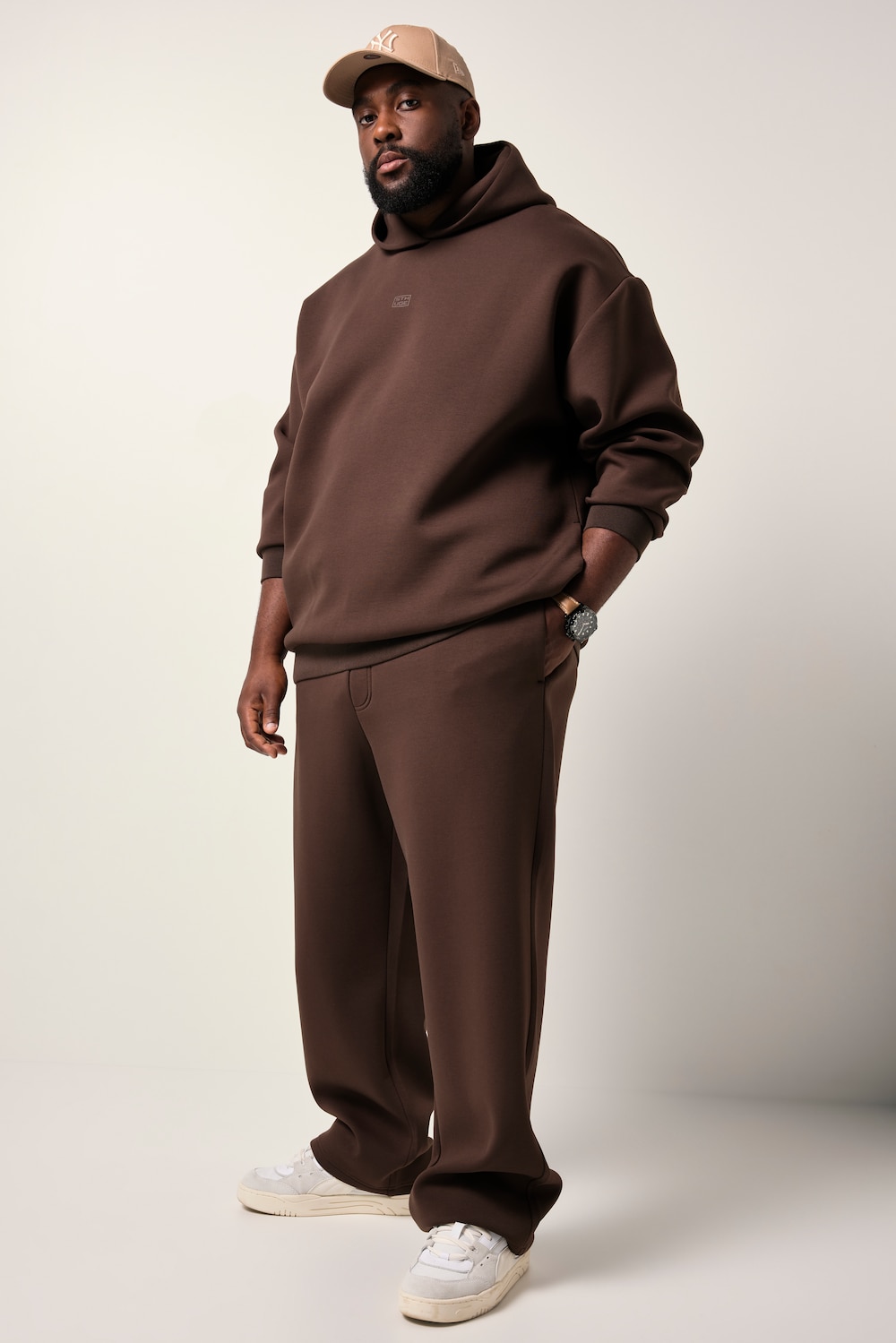 Stora storlekar Hoodie, Her, brun, storlek: 5XL, Polyester/Bomull, STHUGE