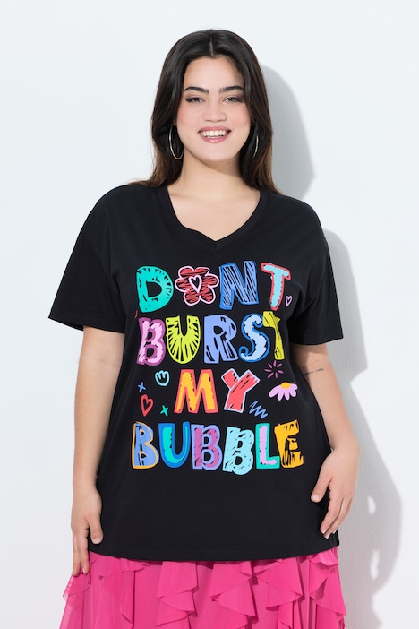 T-Shirt, Boxy Fit, bunter Schriftzug
