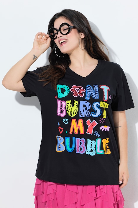 T-Shirt, Boxy Fit, bunter Schriftzug
