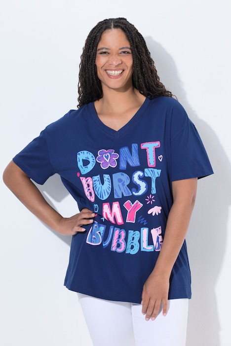 T-shirt, boxy fit, kleurig opschrift