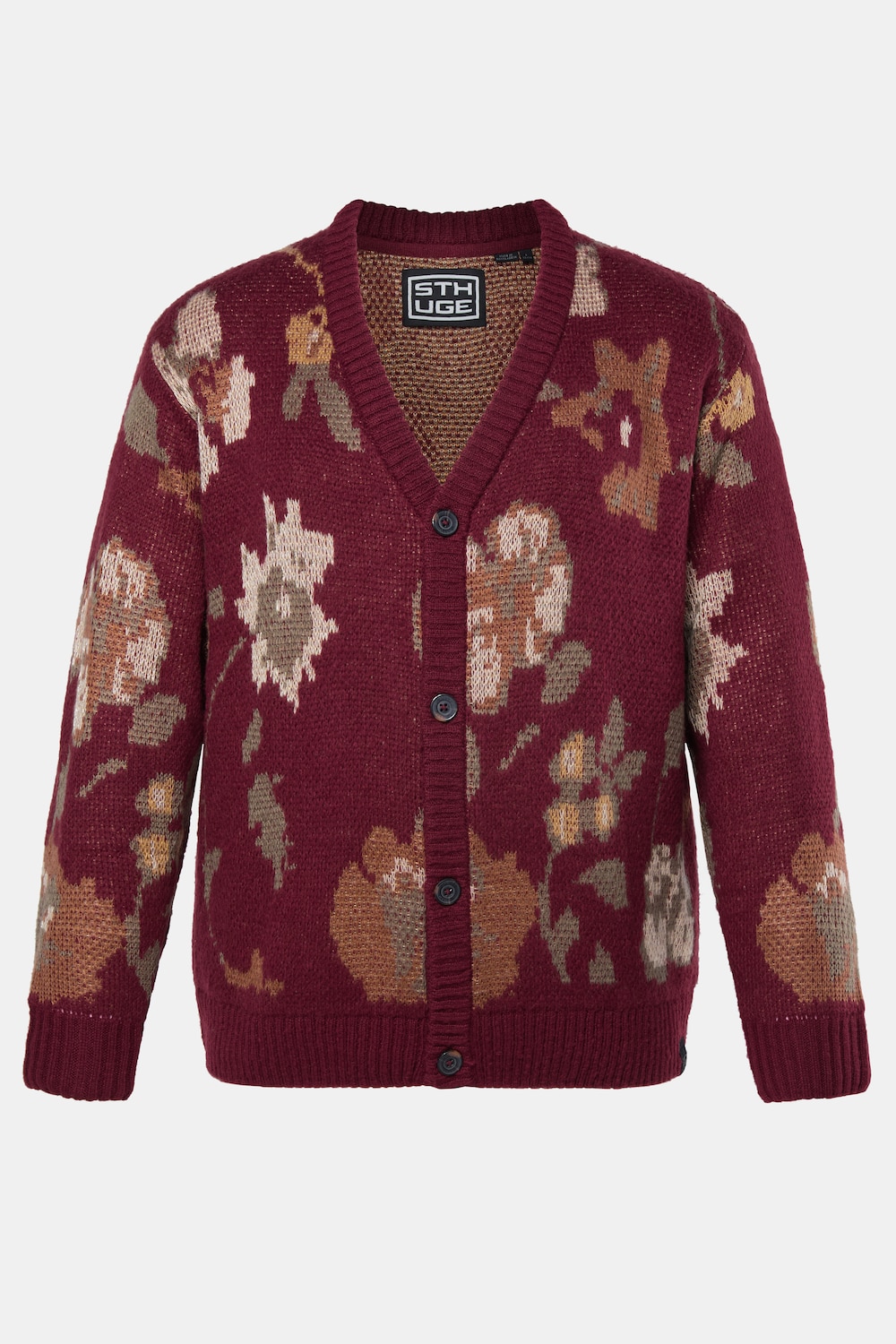Cardigan STHUGE oversize, maille motif floral - jusqu'au 7 XL