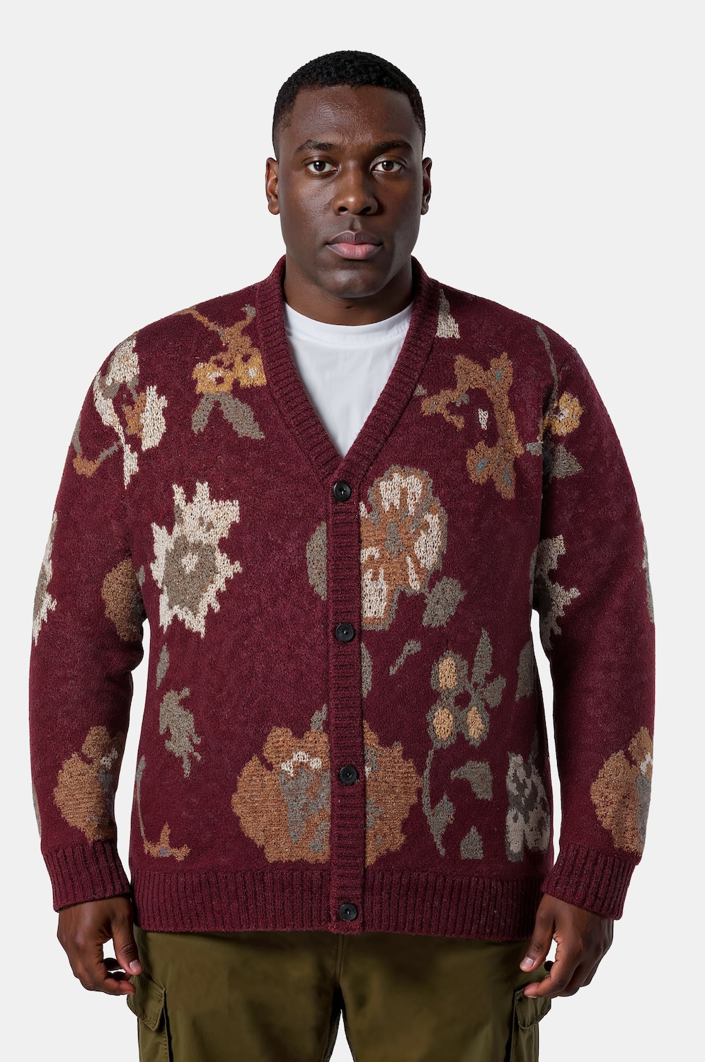 STHUGE Strickjacke, oversized, florales Strickmuster, bis 8 XL