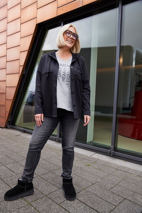 Sweatjacke, Waffelpiqué, Kapuze, Langarm