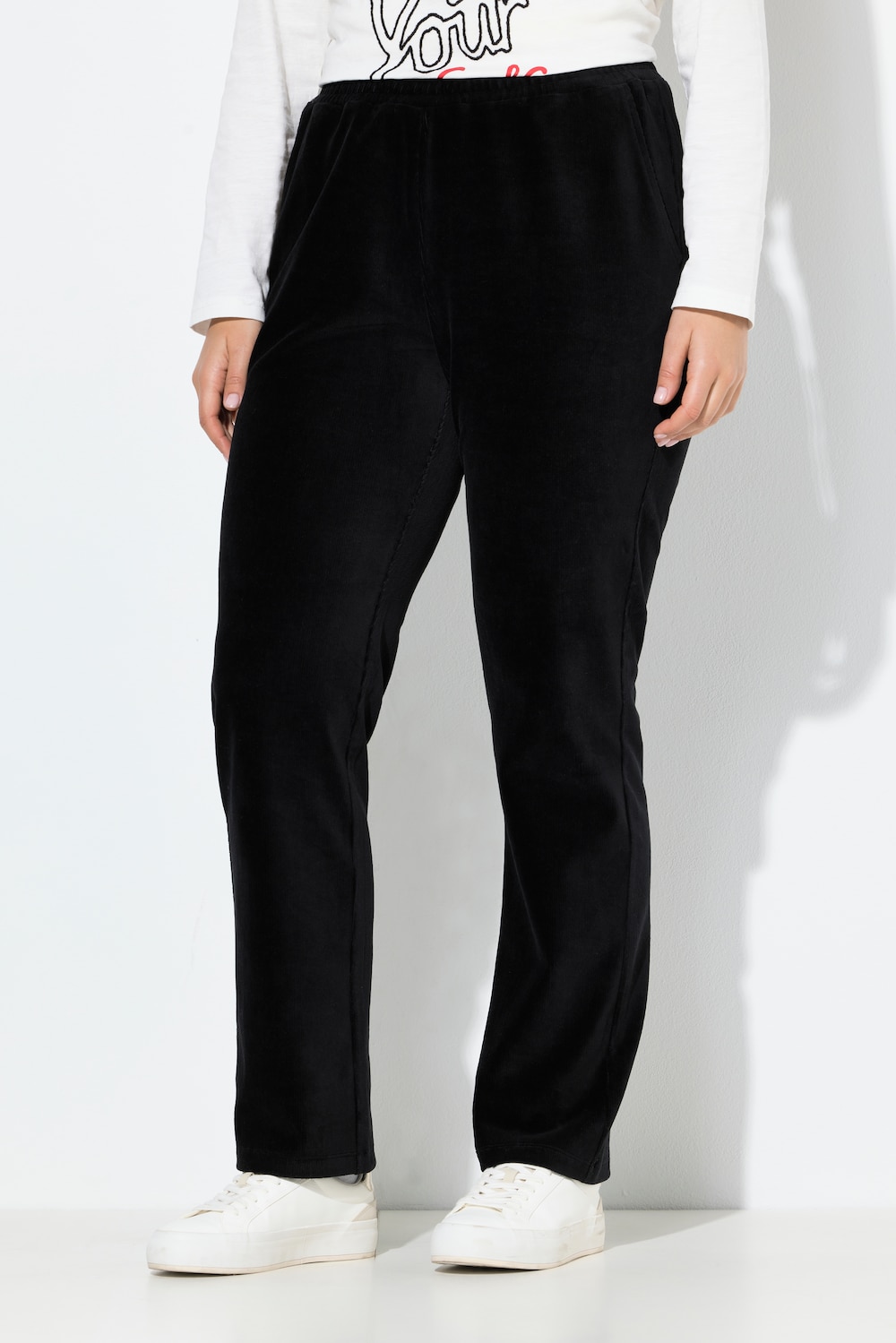 Große Größen Cordhose Ruby, Damen, schwarz, Größe: 46/48, Baumwolle/Polyester, Ulla Popken