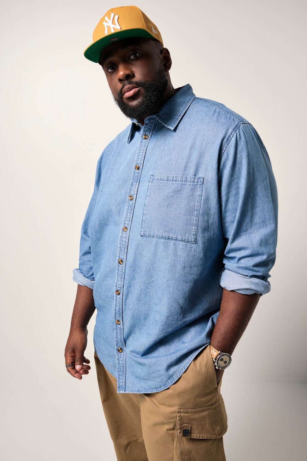 STHUGE Jeanshemd, Langarm, Modern Fit, bis 8 XL