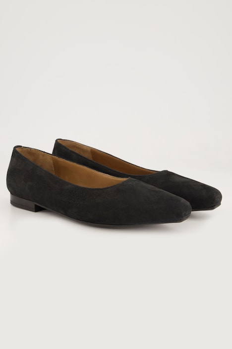 Leder-Ballerinas, Nubukleder, Weite H