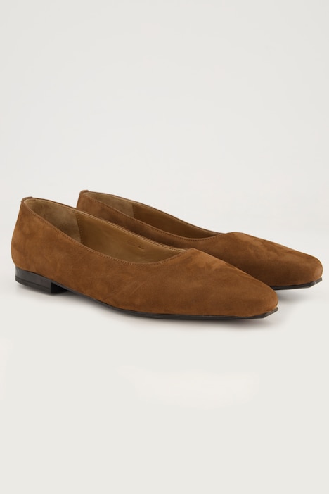 Leder-Ballerinas, Nubukleder, Weite H