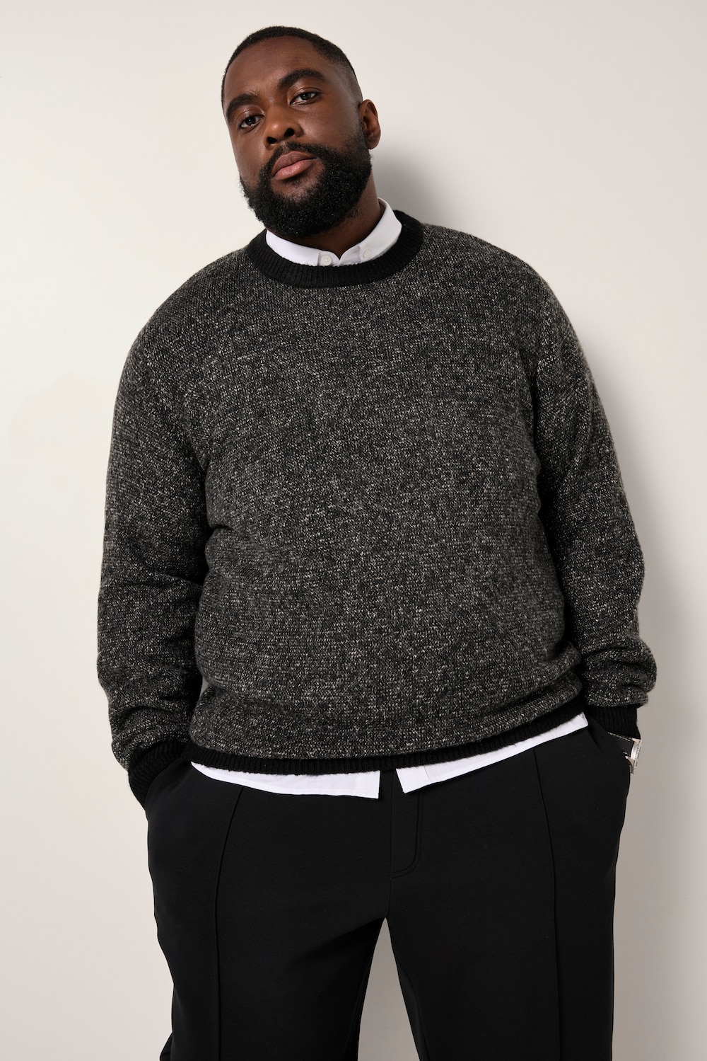 STHUGE Pullover, Two-Tone Strick, bis 8 XL