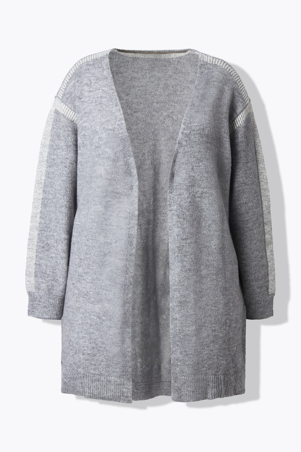 Stora storlekar Lång stickad kofta, Dam, grå, storlek: 58/60, Syntetfibrer/Polyester, Ulla Popken