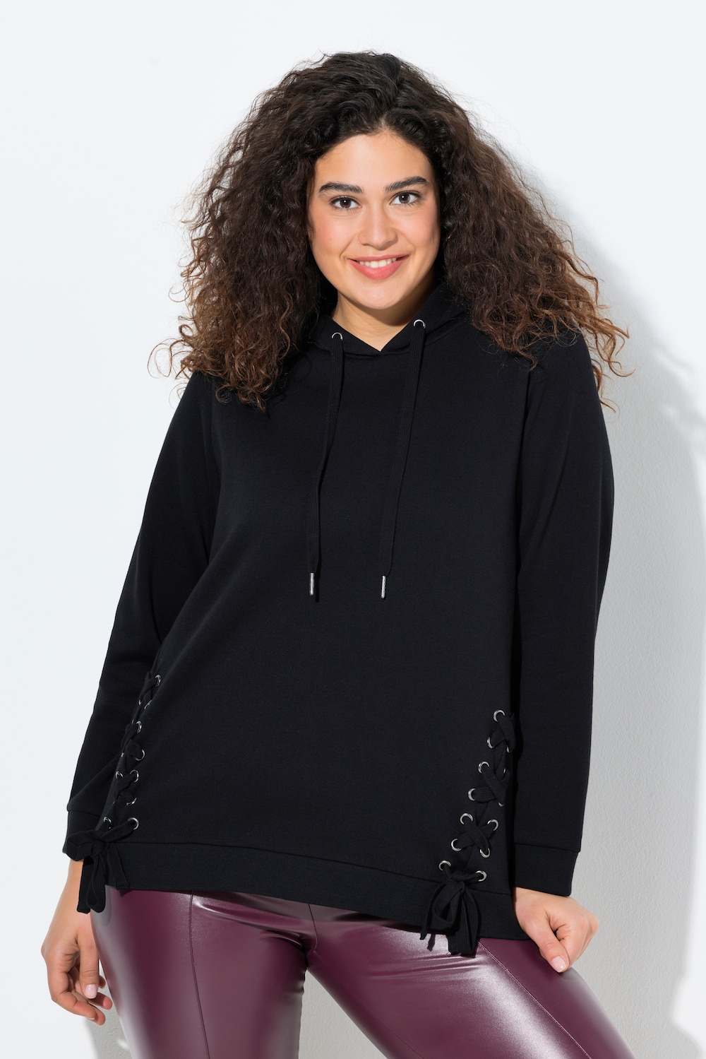 Thumbnail - Große Größen Hoodie, Damen, schwarz, Größe: 50/52, Polyester/Baumwolle, Ulla Popken
