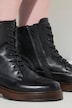 Botines de cuero, acordonado, plantilla intercambiable, ancho H