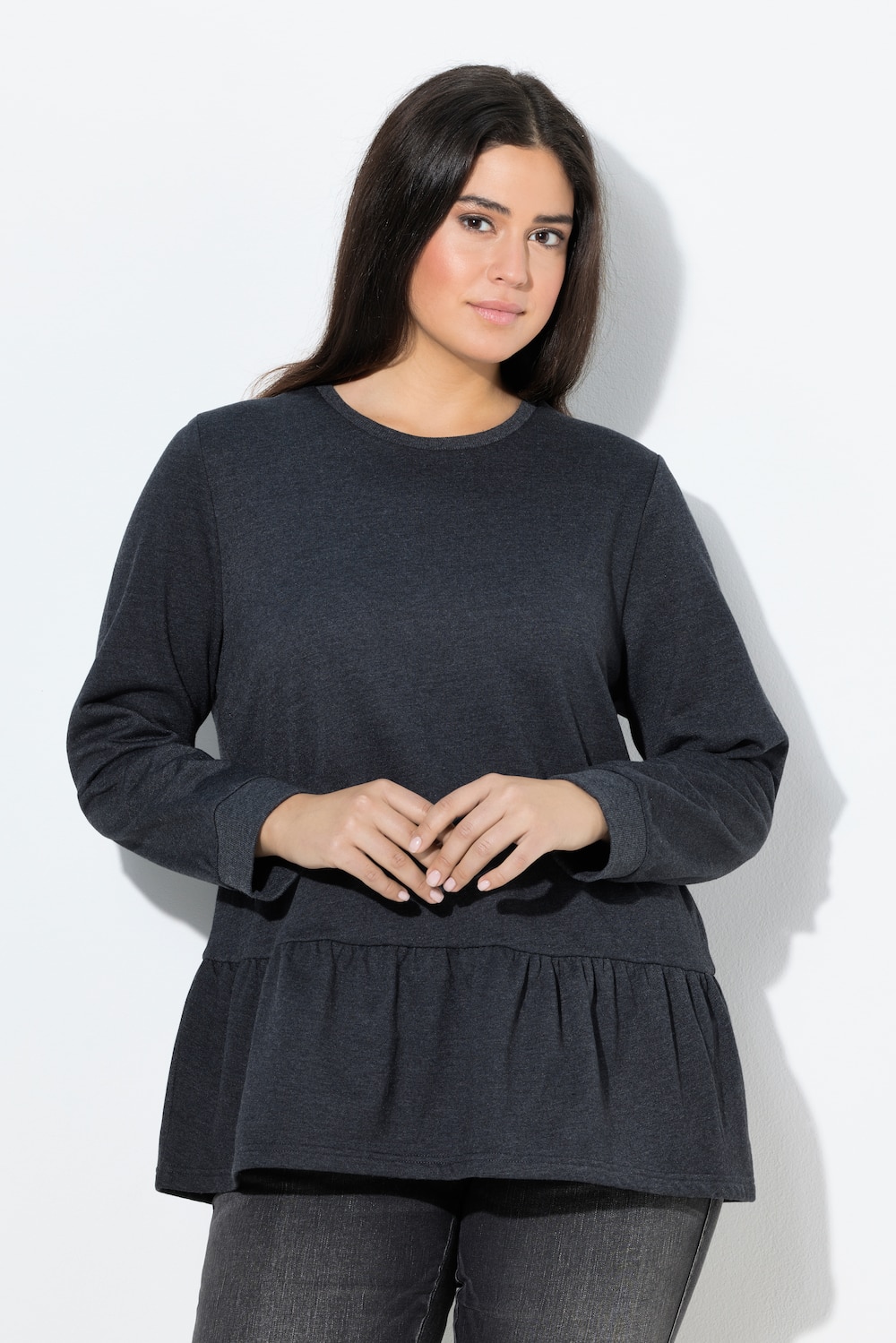 Thumbnail - Große Größen Sweatshirt, Damen, schwarz, Größe: 50/52, Baumwolle/Polyester, Ulla Popken
