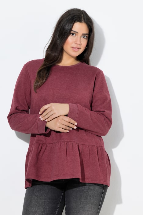 Sweatshirt, Volantsaum, A-Linie, Rundhals, Langarm