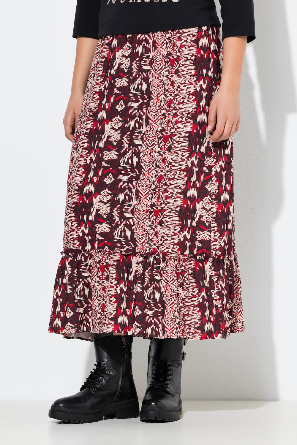 Große Größen Maxirock, Damen, rot, Größe: 50/52, Viskose, Ulla Popken