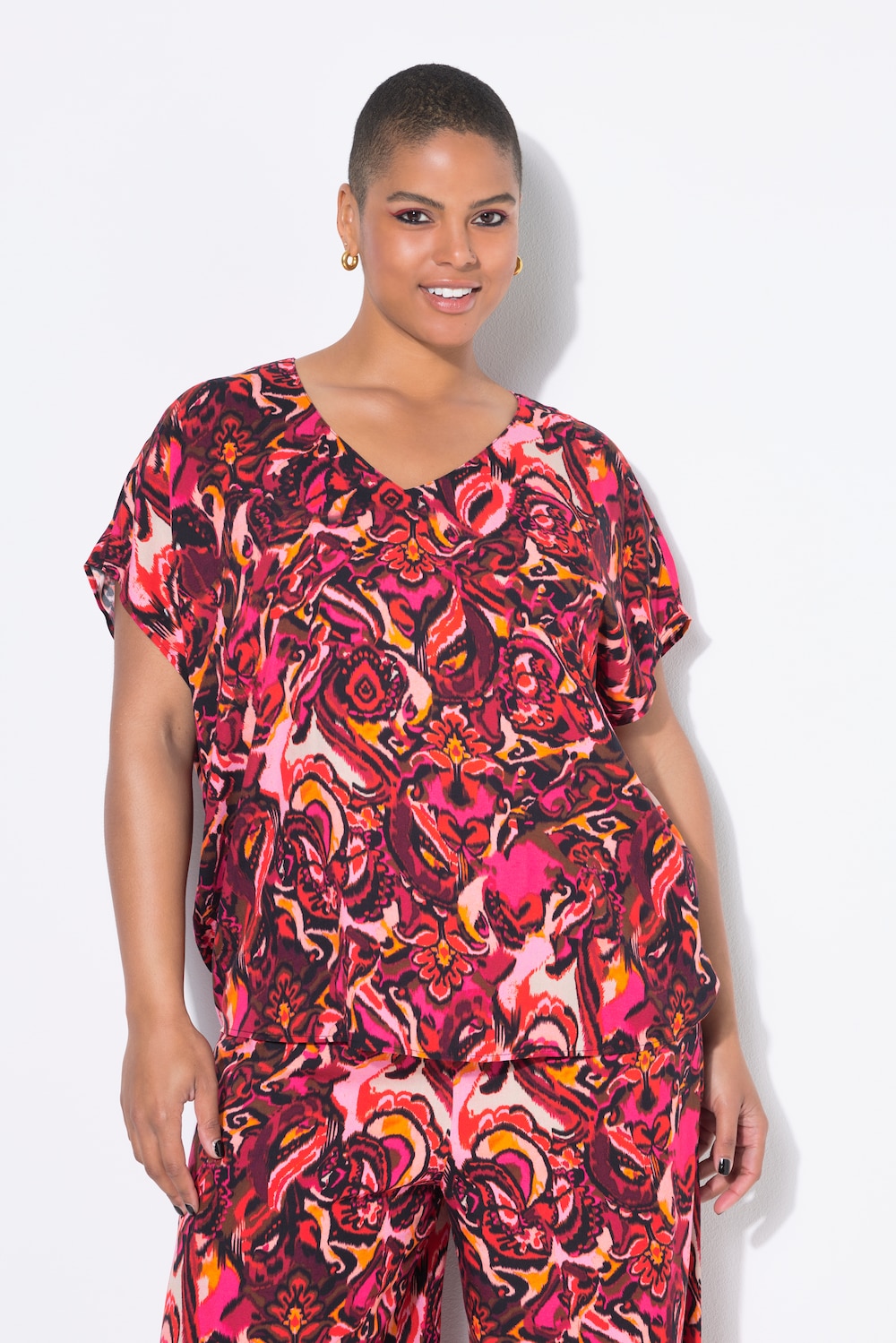 Große Größen Blusenshirt, Damen, lila, Größe: 50/52, Viskose, Studio Untold