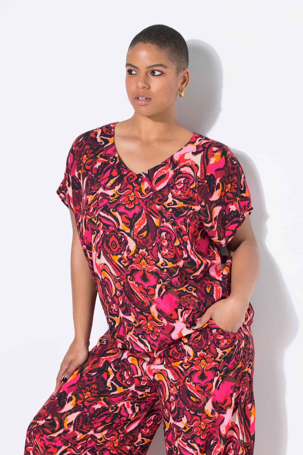 Blusenshirt, oversized, Alloverprint
